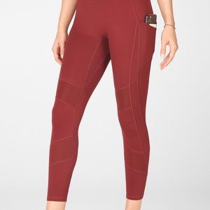 Fabletics Anywhere High-Waisted Moto ⅞ Leggings in Umbria Red